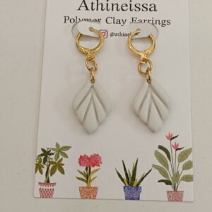Athineissa Handmade White Leaf Long Earings