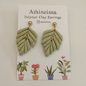 Athineissa Handmade Light Green Leaves Earings